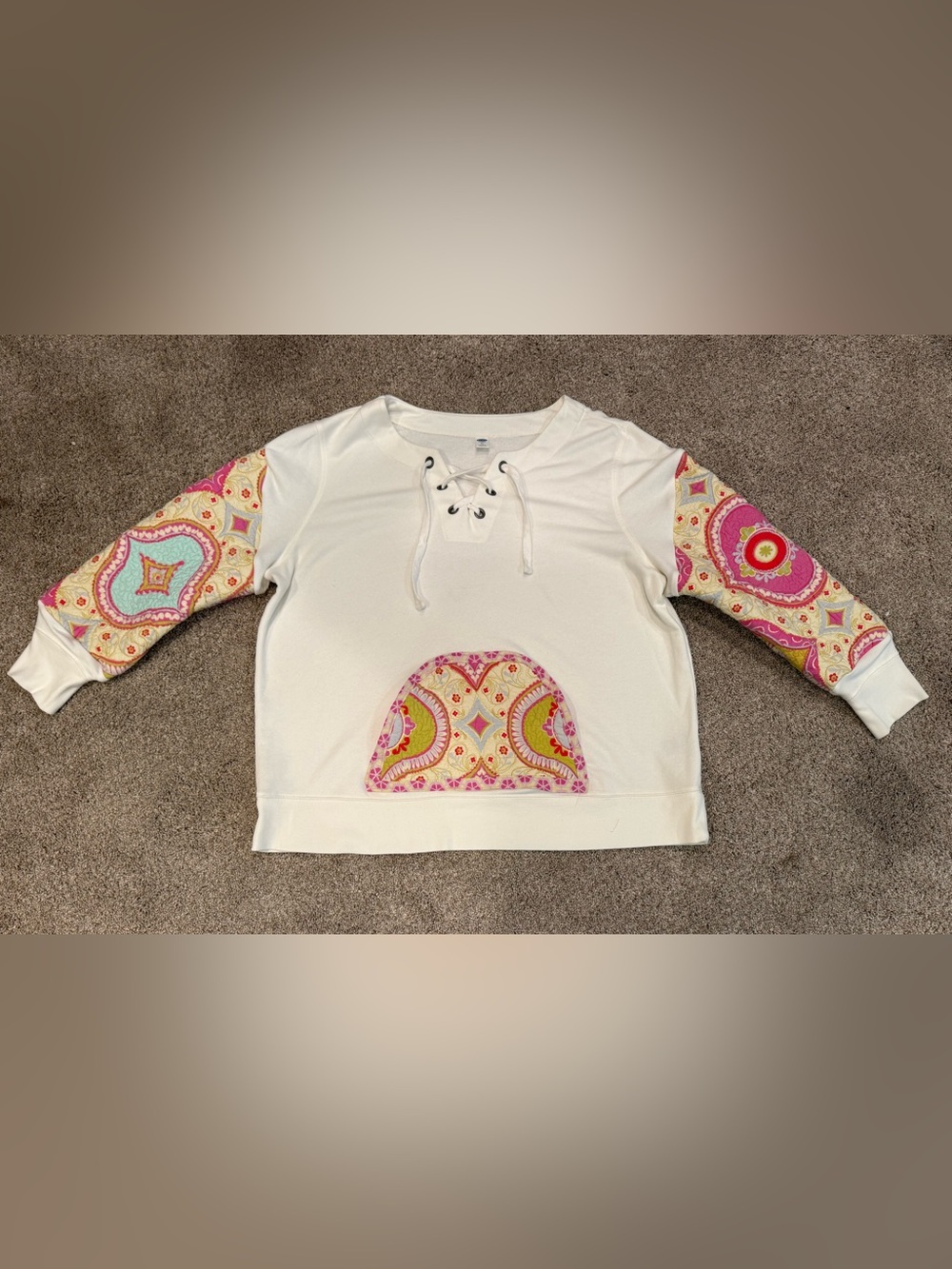 One of a kind upcycled old navy XL Sweatshirt w quilted details